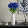 IPOPU 24 PCS Royal Blue Flowers Tulips Artificial Flowers Real Touch Blue Tulips Faux Flowers for Home Table Decor Wedding Bouquet Party Baby Shower Centerpieces Bridal Bouquet Decor (Blue) view 2