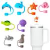 8PCS Stanley Straw Cover, Silicone Ocean Animal Straw Topper For Stanley 14oz&20oz&30oz&40oz Tumblers,10mm(0.4in) Reusable Dust-Proof Reusable Straw Cap view 1