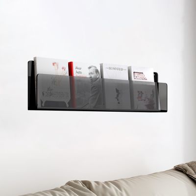 NEVKA Acrylic Magazine Organizer Wall Mount, Book Display Stands Literature Rack for Book Stores Home Restaurant, Hanging Vinyl Record Holder Shelf (Color : Black, Size : L120cm/47.2in)