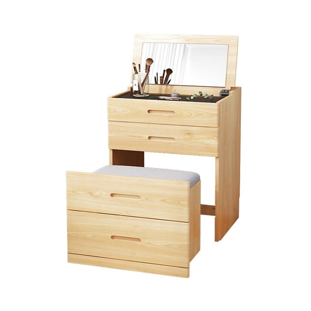 AMONG Vanity Desk Multifunctional Dresser/Bedside Table/Chest of Drawers, Flip Top Makeup Table Storage Cabinet, Visual Tempered Glass Display Drawer Bedroom Makeup Table (Color : C, Size : 60CM)