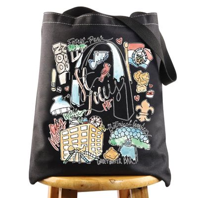 WZMPA St Louis Missouri Travel Tote Bag - St Louis Souvenir Gift - Gateway Arch Trip Reusable Grocery Bag