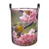 Bird in Peach Tree Laundry Basket with Handle Waterproof Laundry Hamper Portable Circular Dirty Clothes Hamper Foldable Storage Basket Lightweight Organizer Basket for Bathroom Bedroom view 2