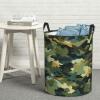 Camouflage Laundry Basket with Handle Waterproof Laundry Hamper Portable Circular Dirty Clothes Hamper Foldable Storage Basket Lightweight Organizer Basket for Bathroom Bedroom view 1
