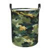 Camouflage Laundry Basket with Handle Waterproof Laundry Hamper Portable Circular Dirty Clothes Hamper Foldable Storage Basket Lightweight Organizer Basket for Bathroom Bedroom view 2