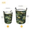 Camouflage Laundry Basket with Handle Waterproof Laundry Hamper Portable Circular Dirty Clothes Hamper Foldable Storage Basket Lightweight Organizer Basket for Bathroom Bedroom view 3