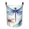 Dragonfly Drawing Laundry Basket with Handle Waterproof Laundry Hamper Portable Circular Dirty Clothes Hamper Foldable Storage Basket Lightweight Organizer Basket for Bathroom Bedroom view 2