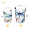 Dragonfly Drawing Laundry Basket with Handle Waterproof Laundry Hamper Portable Circular Dirty Clothes Hamper Foldable Storage Basket Lightweight Organizer Basket for Bathroom Bedroom view 3