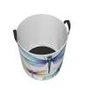 Dragonfly Drawing Laundry Basket with Handle Waterproof Laundry Hamper Portable Circular Dirty Clothes Hamper Foldable Storage Basket Lightweight Organizer Basket for Bathroom Bedroom view 4