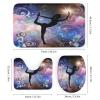 FBMLBRB Brebasf Watercolor Space Gymnast Note 4 Pieces Shower Curtain Set, Dreamy Galaxy Landscape Music Girl Yoga Dance Non-Slip Rugs Toilet Lid Cover Bath Mat and Bathroom Curtain view 3