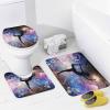 FBMLBRB Brebasf Watercolor Space Gymnast Note 4 Pieces Shower Curtain Set, Dreamy Galaxy Landscape Music Girl Yoga Dance Non-Slip Rugs Toilet Lid Cover Bath Mat and Bathroom Curtain view 4