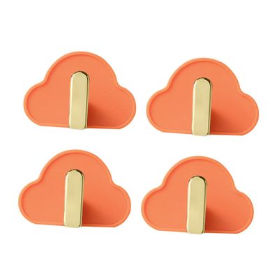 Unomor 4pcs Adhesive Hat Hooks Cloud-Shaped Nail Wall Hooks for Bags Keys and Coats Design for Kitchen and Bathroom Easy to Use No Traces