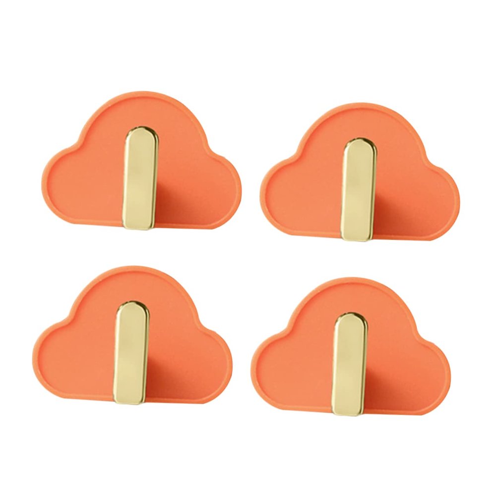 Unomor 4pcs Adhesive Hat Hooks Cloud-Shaped Nail Wall Hooks for Bags Keys and Coats Design for Kitchen and Bathroom Easy to Use No Traces