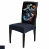4 Pcs Dining Chair Covers Stretch Spandex Slipcovers Spaceman Playing Basketball Sport Removable Washable Dining Room Seat Cover Cushion Protector for Home Hotel Banquet Watercolor Ball Game on Black view 1