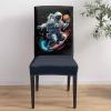4 Pcs Dining Chair Covers Stretch Spandex Slipcovers Spaceman Playing Basketball Sport Removable Washable Dining Room Seat Cover Cushion Protector for Home Hotel Banquet Watercolor Ball Game on Black view 4