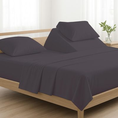 4 Pcs Luxury Split Top Queen 100% Egyptian Cotton 800 Thread Count (Adjustable, Flex Top Queen Size) Split Down 34" inches Sheets for Sleep Number Bed 15" Inch Pocket - Dark Grey Solid