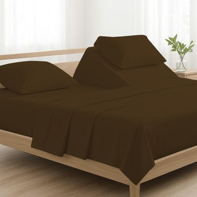 4 Pcs Luxury Split Top California King 100% Egyptian Cotton 800 Thread Count (Adjustable, Flex Top Cal King Size) Split Down 34" inches Sheets for Sleep Number Bed 15" Inch Pocket - Chocolate Solid