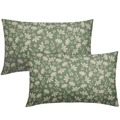 Aytipun Spring Sage Green Pillow Covers 12x20 Set of 2 Vintage Floral Rustic Old Style Cute Flower Print Decorative Outdoor Pillowcases Seasonal Farmhouse Throw Cushion Case Decor for Couch Sofa Bed