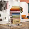 Freestanding Movable Scarf Rack Stand/Wrapping Paper Storage Organziers With Wheels, Metal Modern Double-side Tall Display Shelf for Flower Shop/Retail Stores/Craft Room (White 80 * 165CM) view 2
