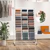 Freestanding Movable Scarf Rack Stand/Wrapping Paper Storage Organziers With Wheels, Metal Modern Double-side Tall Display Shelf for Flower Shop/Retail Stores/Craft Room (White 80 * 165CM) view 3