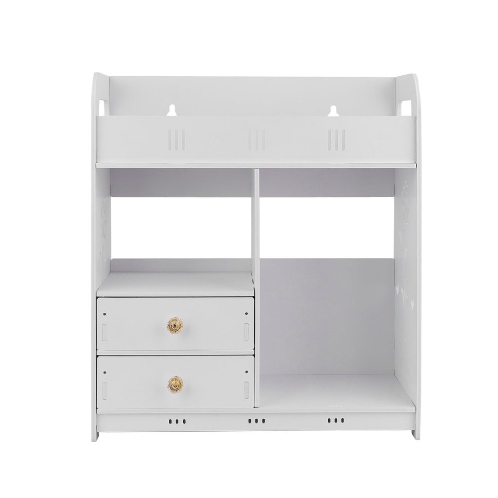 clinmday Wall-Mounted Bathroom Storage Cabinet,Punching Free Bathroom Cabinet with Hollow Flower Carved | Bathroom Toilet Storage Shelf for Kitchen Dining, Living Room White