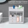 clinmday Wall-Mounted Bathroom Storage Cabinet,Punching Free Bathroom Cabinet with Hollow Flower Carved | Bathroom Toilet Storage Shelf for Kitchen Dining, Living Room White view 4