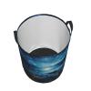 Night view of the sea Laundry Basket with Handle Waterproof Laundry Hamper Portable Circular Dirty Clothes Hamper Foldable Storage Basket Lightweight Organizer Basket for Bathroom Bedroom view 4