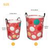 Cute Polka Dot Laundry Basket with Handle Waterproof Laundry Hamper Portable Circular Dirty Clothes Hamper Foldable Storage Basket Lightweight Organizer Basket for Bathroom Bedroom view 3
