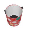 Cute Polka Dot Laundry Basket with Handle Waterproof Laundry Hamper Portable Circular Dirty Clothes Hamper Foldable Storage Basket Lightweight Organizer Basket for Bathroom Bedroom view 4
