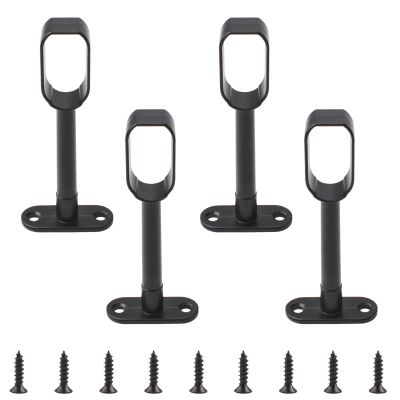 INCREWAY Closet Rod Support, 4Pcs Hollow Oval Wardrobe Rail Rod End Bracket for Cabinet Wardrobe in Bedroom Bathroom, Black