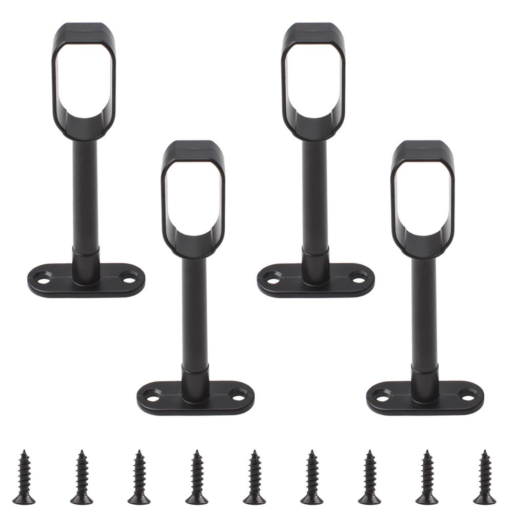 INCREWAY Closet Rod Support, 4Pcs Hollow Oval Wardrobe Rail Rod End Bracket for Cabinet Wardrobe in Bedroom Bathroom, Black
