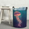 Jellyfish illustration Laundry Basket with Handle Waterproof Laundry Hamper Portable Circular Dirty Clothes Hamper Foldable Storage Basket Lightweight Organizer Basket for Bathroom Bedroom view 1