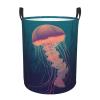 Jellyfish illustration Laundry Basket with Handle Waterproof Laundry Hamper Portable Circular Dirty Clothes Hamper Foldable Storage Basket Lightweight Organizer Basket for Bathroom Bedroom view 2