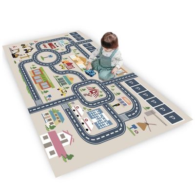 Kid Rug Carpet playmat for Toy Cars and Trains,Road Traffic Kids Play Area Rug,City Life Town Play Mat for Playroom Bedroom Boys,Children's Educational Fun Throw Rug with Rubber Backing 79X118IN