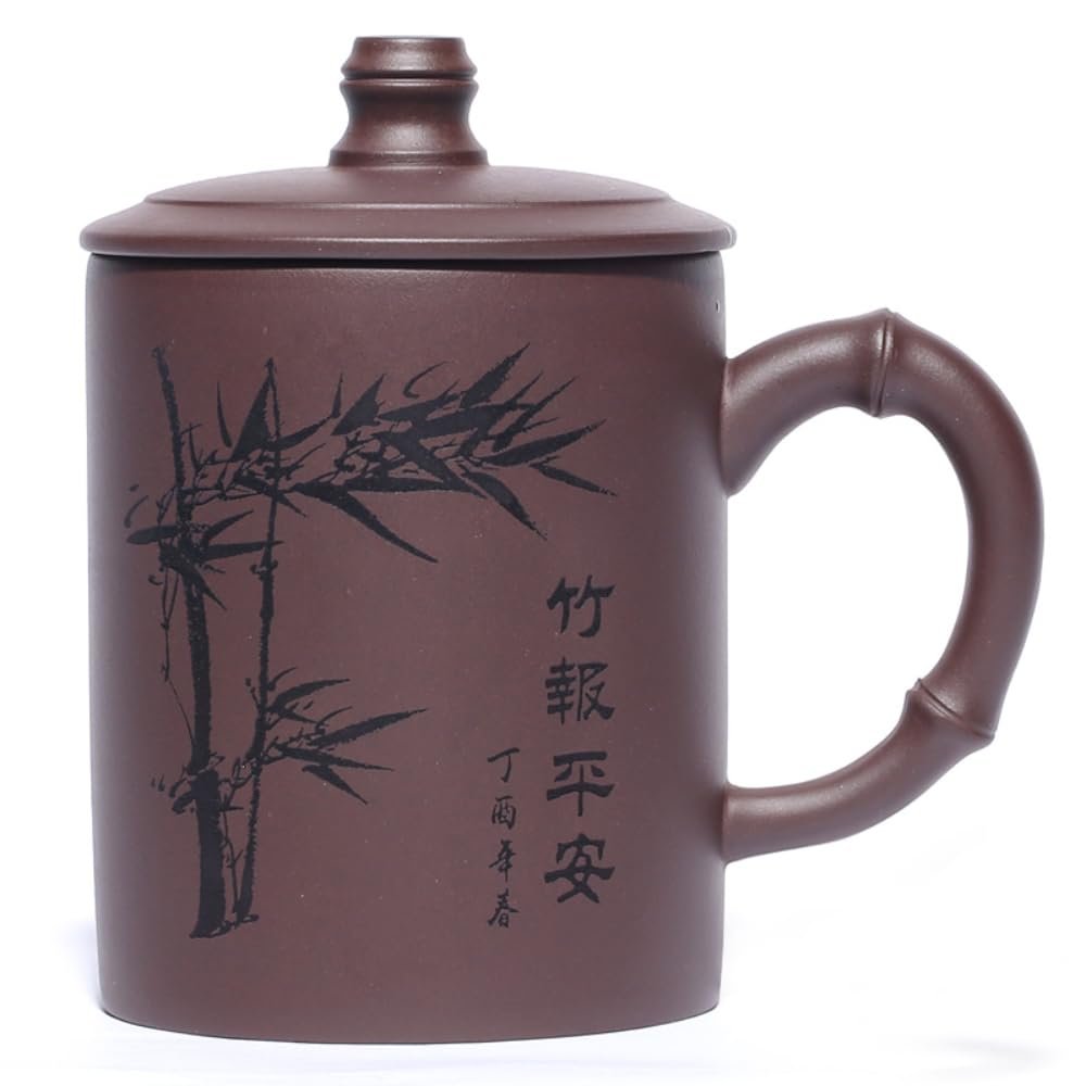 CekoCk Purple Clay Tea CupChinese Kung Fu TeacupupCoffee Mug,for Women Tea Party Afternoon Tea Supplies Tea Cup 400ml Pure Handmade Purple Sand Cup Large Capacy Tea Cup Household Lettering