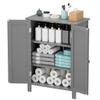Saicool Bathroom Floor Storage Cabinet, Modern Wooden Storage Organizer Unit, 3-Tier Freestanding Console Table w/Adjustable Shelves, File Cabinet, Bathroom, Living Room Furniture Home Decor (Gray) view 1