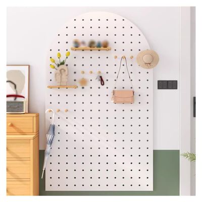 XILYZMO Pegboard, Wood Pegboard Combination Wall Organizer Kit, Wall Mount Peg Board Divider, Craft Organizer Peg Board Display for Bedroom Study(White,60x120cm)