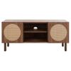 2 Door Shelf Media Stand 47"" W X 16"" D 21"" H Brown Natural Modern Contemporary Wood Glossy Includes Hardware, Medium, White view 1