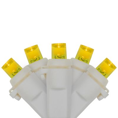 LED Wide Angle Christmas Lights - Yellow - 33' White Wire - 100 ct