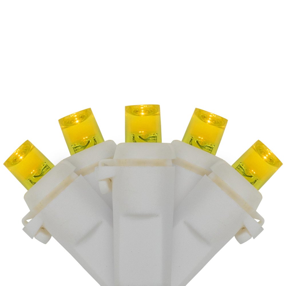 LED Wide Angle Christmas Lights - Yellow - 33' White Wire - 100 ct
