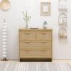 4 Drawers Rattan Cabinet Natural Modern Contemporary Wood Finish Storage view 2
