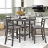 5-Piece Wood Bar Height Dining Table and Chair Set Grey Modern Contemporary Rectangular Glossy, Medium view 4