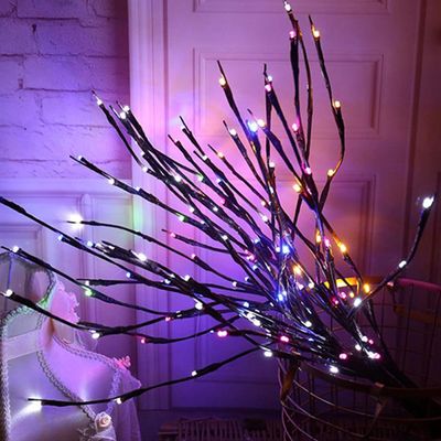 Supercap 2 Pack Lighted Willow Branch 30Inch 40 LED Lights, Battery Operated, Decorative Lights for Christmas Party and Indoor and Outdoor Vase Fireplace Decorations (Colorful Light)