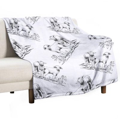 Cute Sheep Blanket Abstract Aesthetic Hand Drawn Sheep Cute Animal Black White Art Print Soft Cozy Lightweight Throw Blanket for Bedroom Living Room Dorm Chair Sofa Travel 40x50in