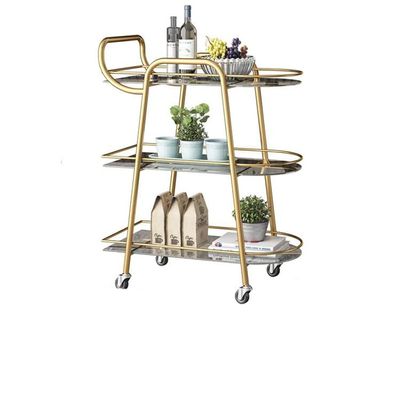 FLYIFE Nordic Mobile Glass Dining Cart Trolley Tea Cart Wine Cart Beauty Tool Cart Home Dining Cart/a/68X36X82Cm