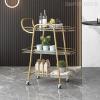 FLYIFE Nordic Mobile Glass Dining Cart Trolley Tea Cart Wine Cart Beauty Tool Cart Home Dining Cart/a/68X36X82Cm view 2