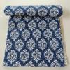 Kalap Indian Handmade Cotton Kantha Quilt Traditional Queen Kantha Quilts Kantha Bedspread Blanket Indian Kantha Queen Boho Quilt Throw King Quilts (Blue White., King 108 X 108 Inch) view 3