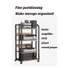 AV Media Rack Wooden Corner Frame Component Cabinet Stereo Audio Rack Standing Tower, 4 Tier Adjustable Height Wooden Rack, Open Printer Stand, Home/Office Entertainment Stereo Component Storage view 3
