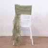 Balsa Circle 6 Dusty Sage Premium Curly Chiffon Chair Cover Caps with Sashes for Wedding Party Ceremony Reception Decorations Washable Elegant Chair Decor view 1