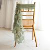 Balsa Circle 6 Dusty Sage Premium Curly Chiffon Chair Cover Caps with Sashes for Wedding Party Ceremony Reception Decorations Washable Elegant Chair Decor view 4