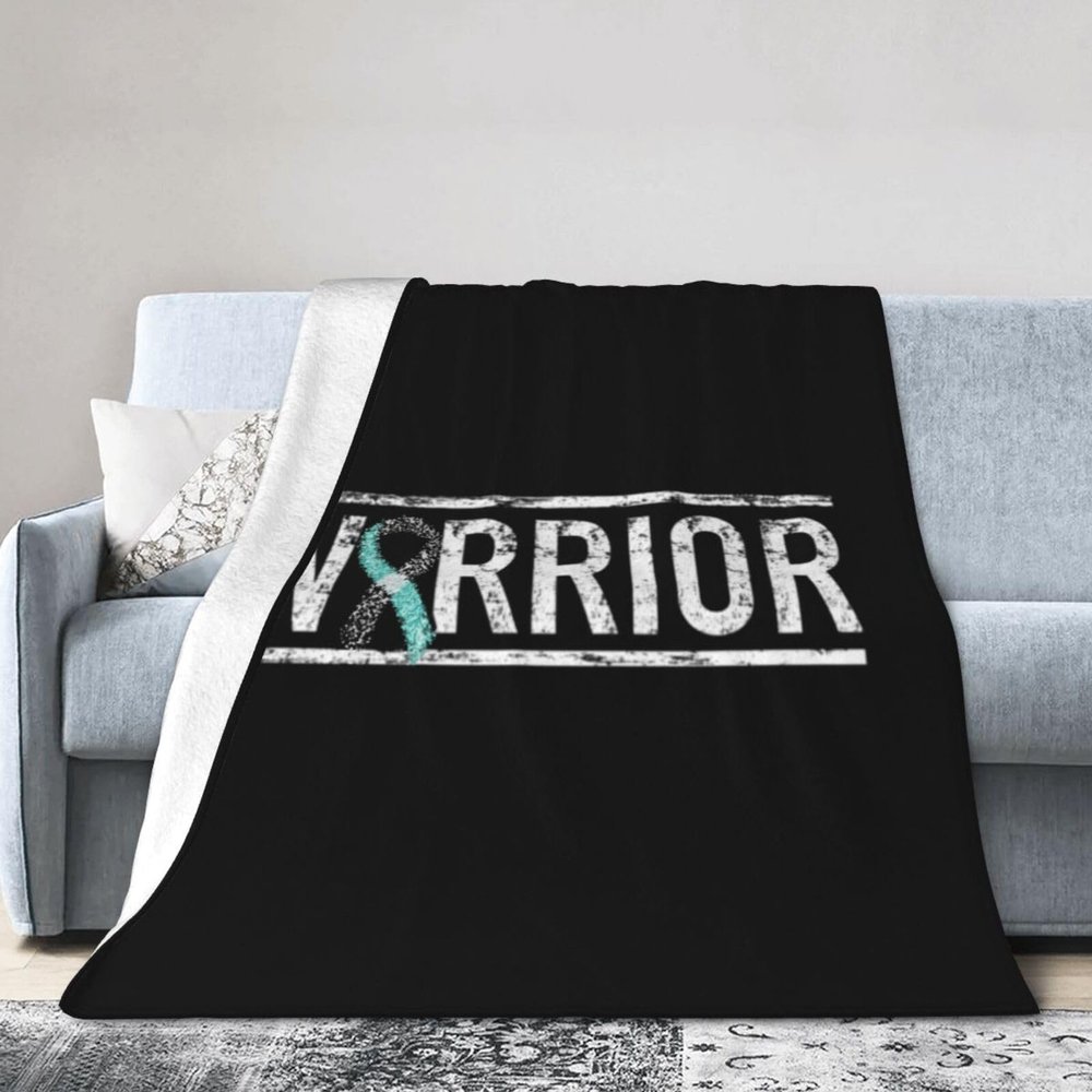 Cervical Cancer Warrior Awareness Ribbon Fleece Blanket 60"X50" Soft Micro for Bed Warm Comfort8